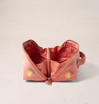 Elizabeth Scarlett | Lemon Blossom | Open Flat Makeup Bag | Coral