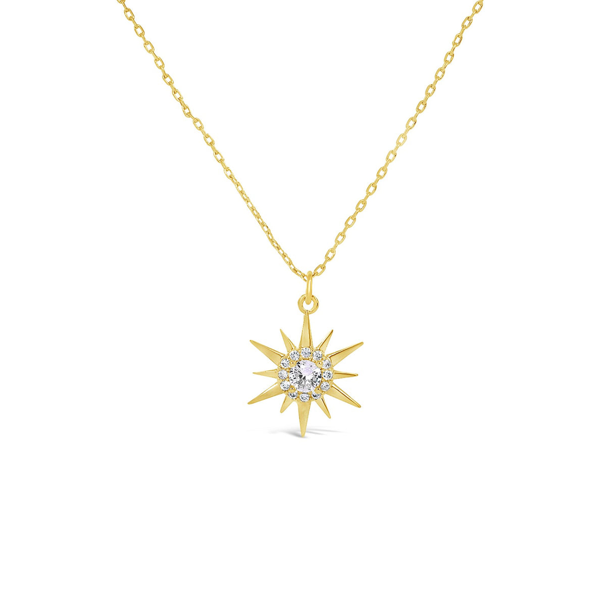 14K GOLD PLATED NECKLACE WITH CUBIC ZIRCONIA STONES. N2133GOLD WITH A FREE GIFT BOX