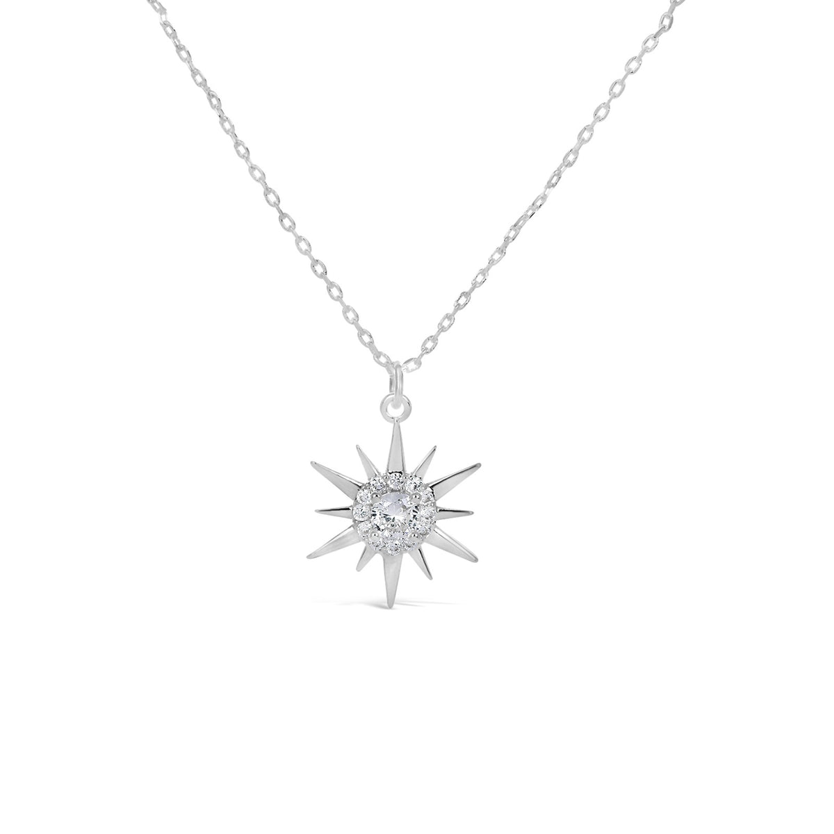 SILVER  PLATED NECKLACE WITH CUBIC ZIRCONIA STONES. N2133SILVER WITH A FREE GIFT BOX