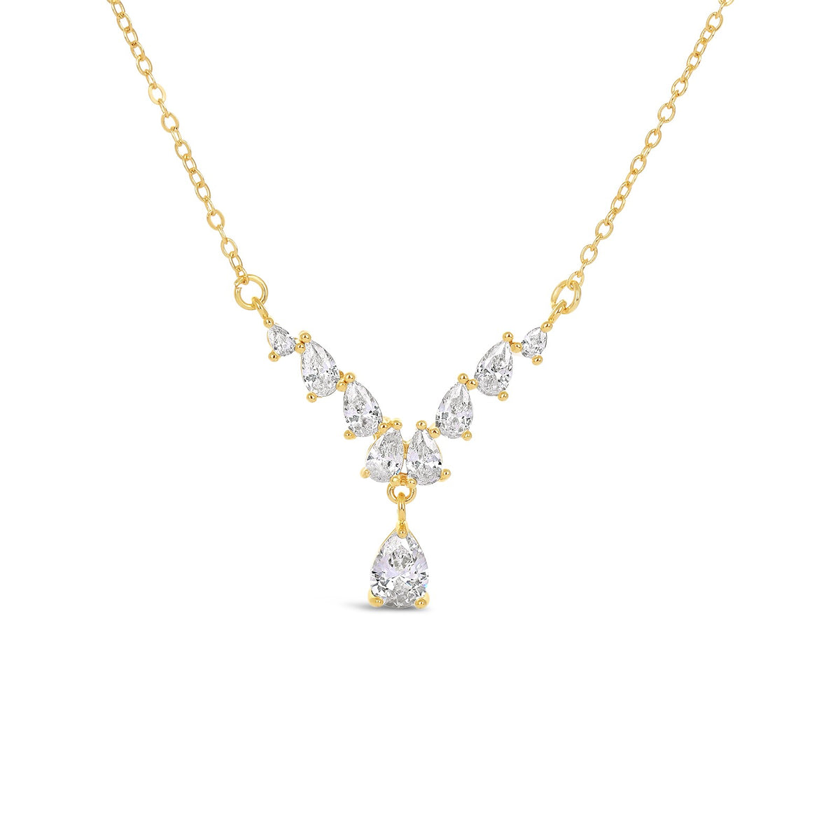 14K GOLD PLATED NECKLACE WITH CUBIC ZIRCONIA STONES.N2134 WITH A FREE GIFT BOX