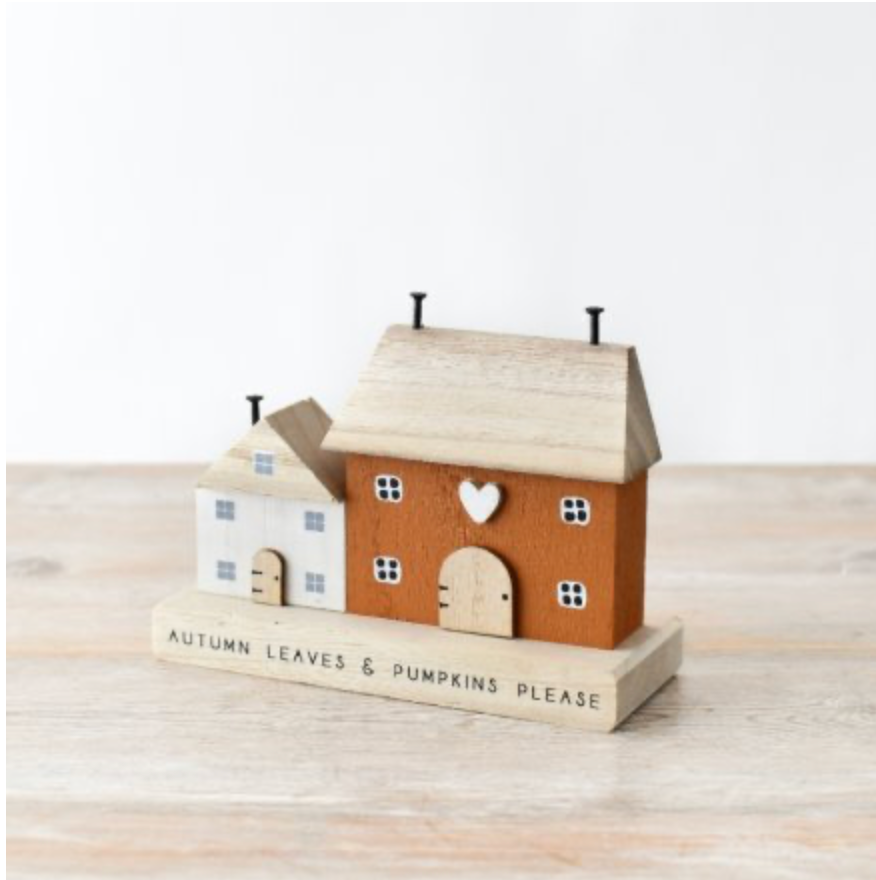 Wooden House "Autumn Leaves & Pumpkins Please" | 16cm