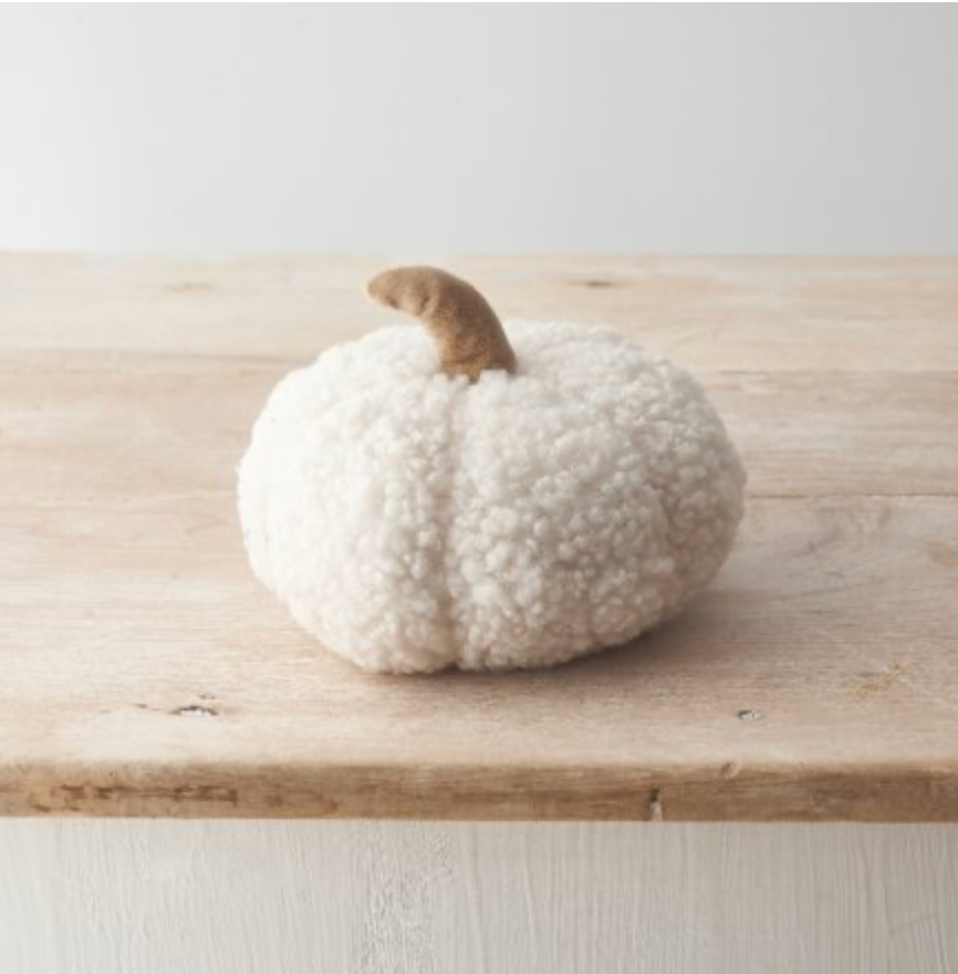 Pumpkin Ornament | Sherpa Fabric | White | 15cm