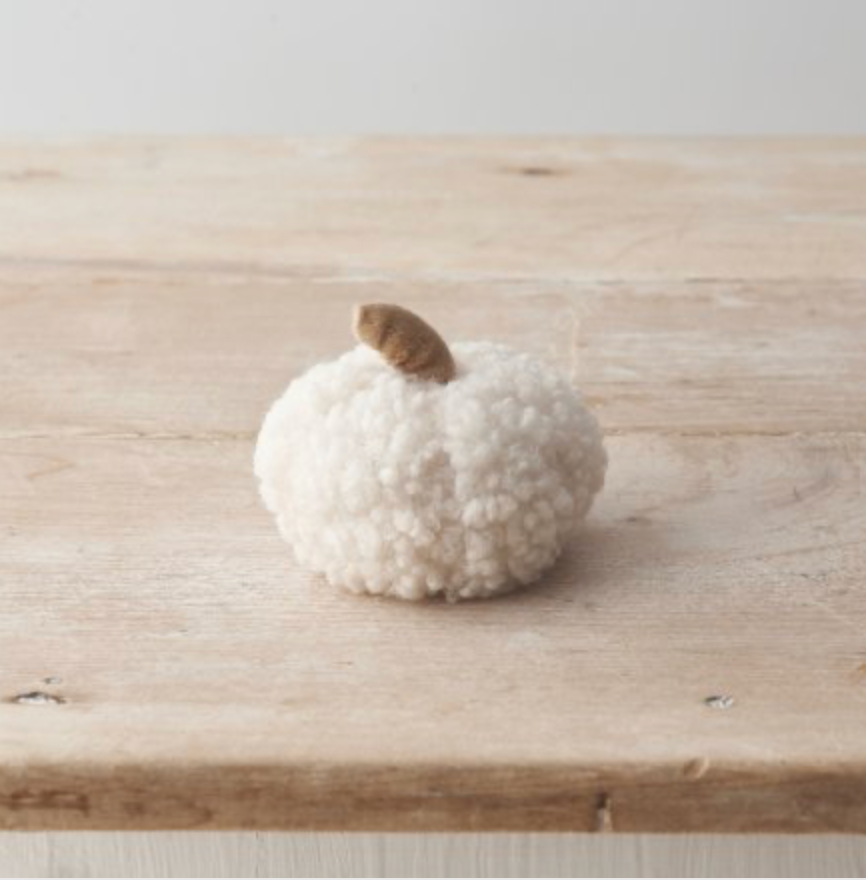 Pumpkin Ornament | Sherpa Fabric | White | 9cm