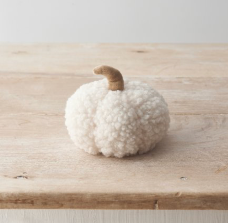 Pumpkin Ornament | Sherpa Fabric | White | 11cm