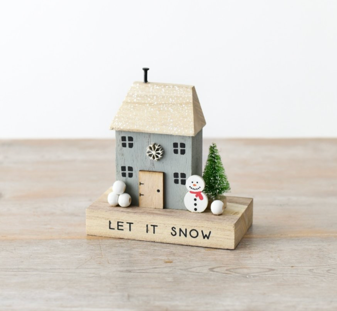 Let it Snow... Wooden House Ornament | 12cm