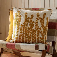 Herb Embroidered Cushion Mustard