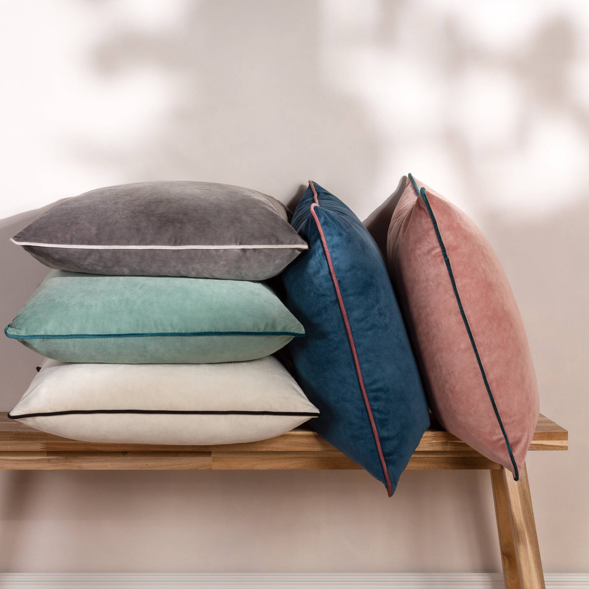Meridian Velvet Cushion Charcoal/Dove