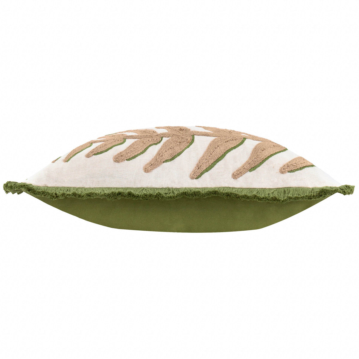 Leaves Embroidered Cushion Green