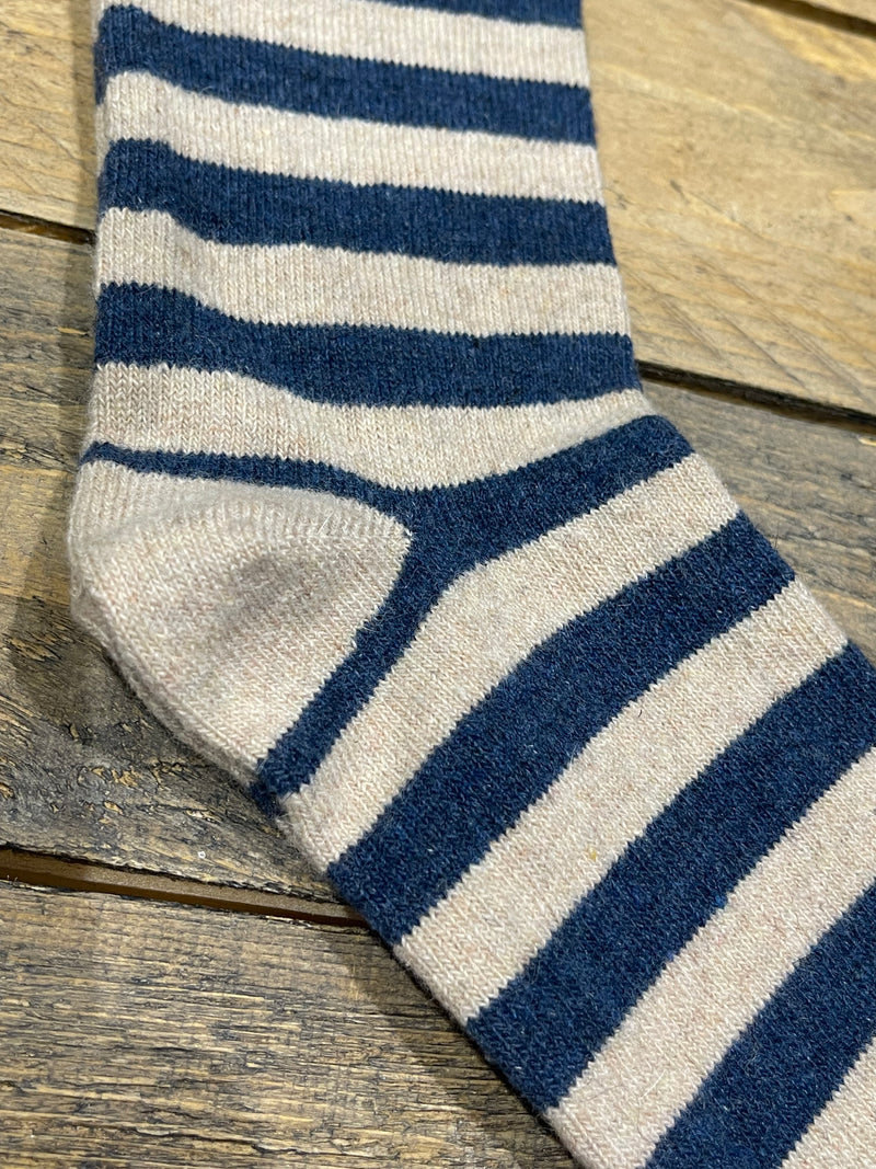 Men’s Striped Wool Mix Socks | Grey & Blue