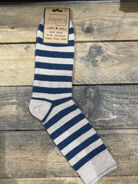 Men’s Striped Wool Mix Socks | Grey & Blue