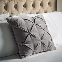 Pleated Velvet Cushion | Light Taupe