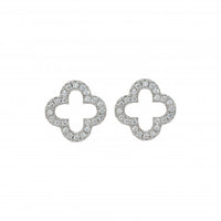 Cubic Zirconia Clover Stud Earring | Silver and Rhodium  Plated | Sensitive