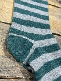 Men’s Striped Wool Mix Socks | Grey & Green