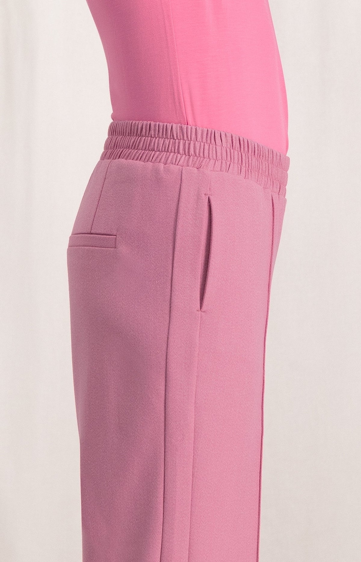 YaYa | Woven Trousers | Wide Leg | Elasticated Waist | Morning Glory Pink