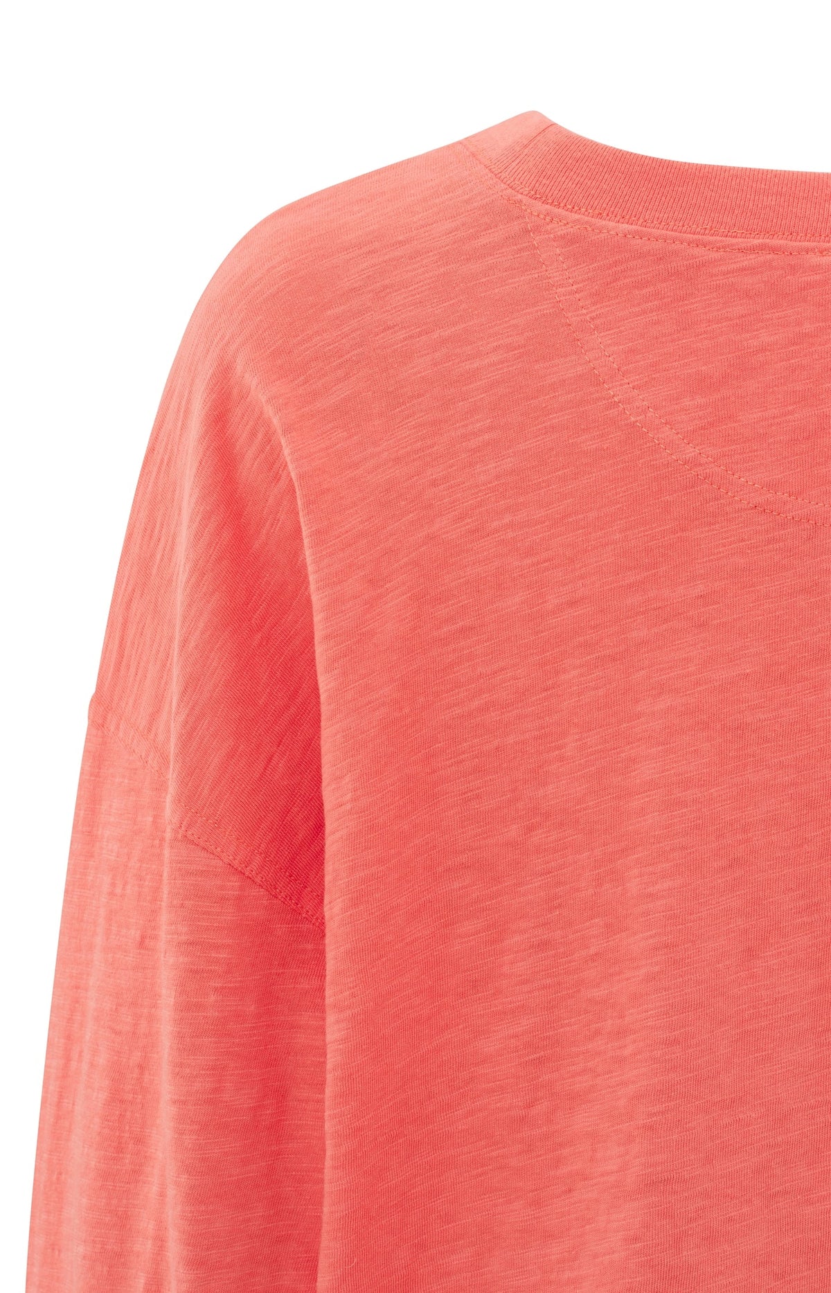 YaYa | Sweatshirt | Crew Neck | Long Sleeves | Slub Effect | Peach Ecco Orange